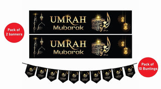 Umrah Mubarak Set Banner and Bunting decorative wall hanging