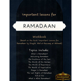 Important Lessons For Ramadan Workbook