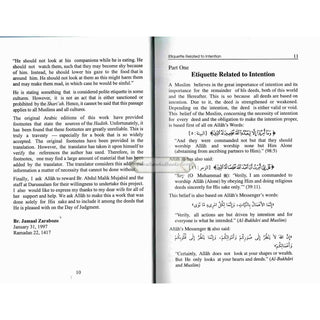 Islamic Etiquette- A Part From Minhaj-Ul-Muslim (The Way Of Muslim) By Abu Bakr al-Jazairi/Jamaal al-Din M. Zarabozo