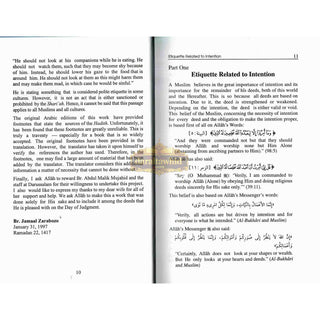 Islamic Etiquette- A Part From Minhaj-Ul-Muslim (The Way Of Muslim) By Abu Bakr al-Jazairi/Jamaal al-Din M. Zarabozo