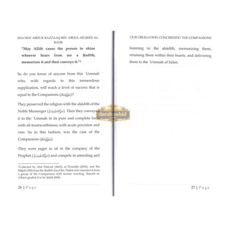 Our Obligation Concerning The Companions By Shaykh Abdur Razzaaq al Badr,ISBN: 9781945178849