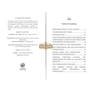 Our Obligation Concerning The Companions By Shaykh Abdur Razzaaq al Badr,ISBN: 9781945178849