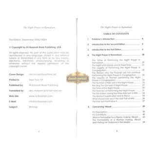The Night Prayer In Ramadaan By Imaam Muhammad Naasir ud Deen al Albaanee,ISBN: 978097752240